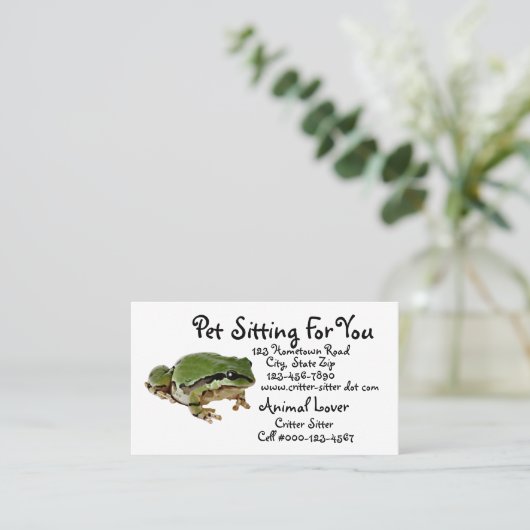 動物気に業カエル接写 名刺 (スタンド正面)