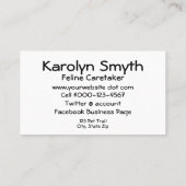 動物気に業兄愛写真 名刺 (裏面)