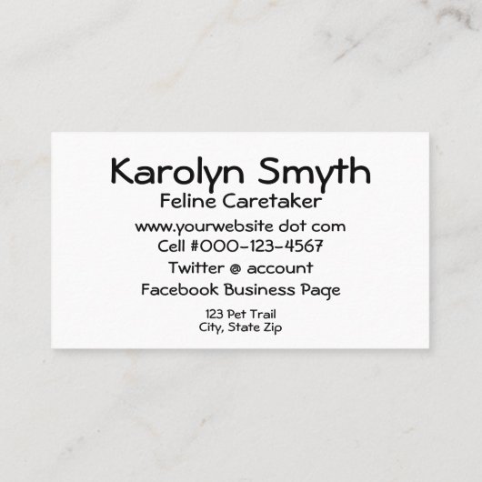 動物気に業兄愛写真 名刺 (裏面)