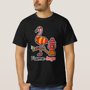 動物消おもしろい防署フラミンゴ Tシャツ