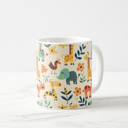 動物熱狂するのパタカラフルーン コーヒーマグカップ (正面右)