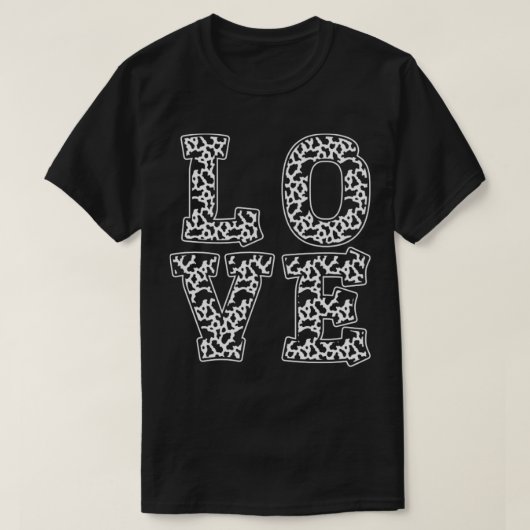 動物牛プリントラブカウパターン牛 Tシャツ (デザイン正面)
