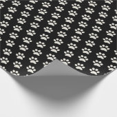 動物犬猫の足のプリントパターン黒及び白 ラッピングペーパー (角)