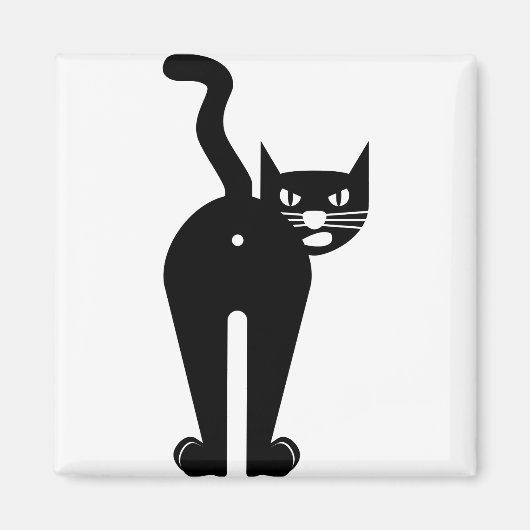 動物猫哺乳動物シルエット マグネット (正面)