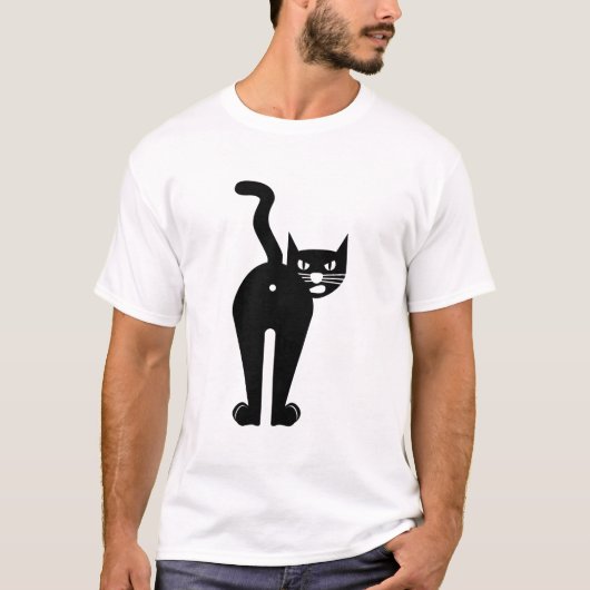 動物猫哺乳動物シルエット Tシャツ (正面)