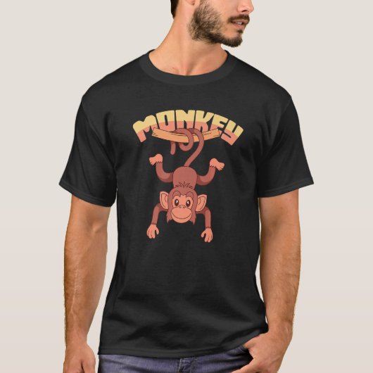 動物猿チンパンジーかわいいサル Tシャツ (正面)