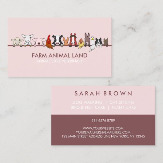 動物獣医学ピンク 名刺 (正面/裏面)