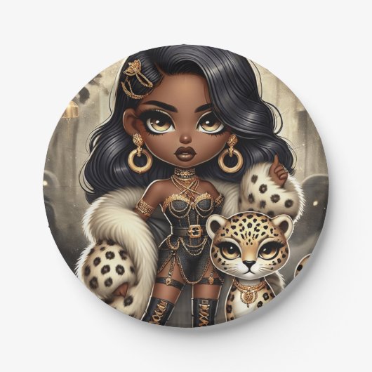 動物王国オートクチュールヒョウ ペーパープレート (正面)