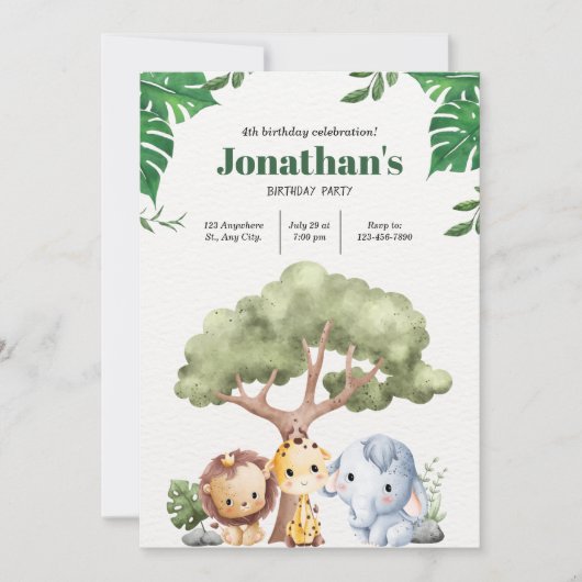 動物王国ミニマル誕生祝い! 招待状 (正面)