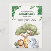 動物王国ミニマル誕生祝い! 招待状 (正面/裏面)