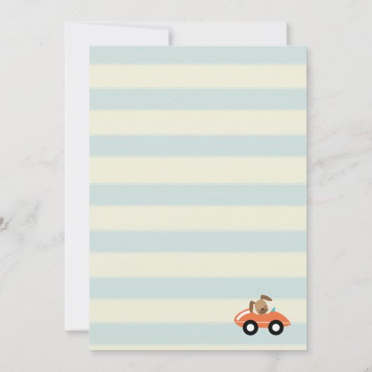 動物玩具列車および飛行機男の赤ちゃんシャワー 招待状 (裏面)