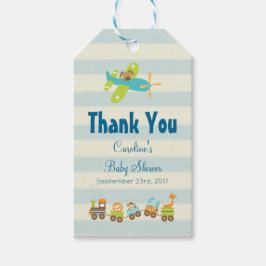 動物玩具列車と飛行機の赤ちゃんシャワー感謝してい ギフトタグ