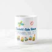 動物玩具列車と飛行機の赤ちゃんシャワー コーヒーマグカップ (中央)