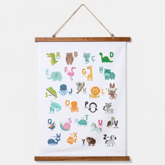 動物用のドードルアルファベット 吊り下げ型タペストリー (正面)