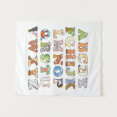 動物用アルファベット文字ABC 学's タペストリー (正面(横))