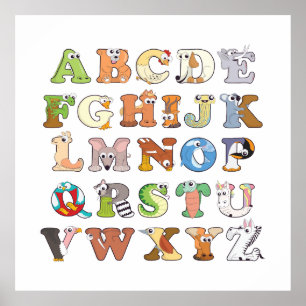 動物用アルファベット文字ABC 学's ポスター
