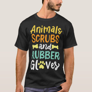 動物用スクラブとゴム手袋 獣医 獣医学 Tシャツ