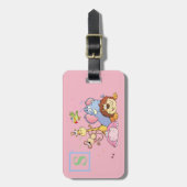 動物用ピンクの荷物タグ付きイニシャル ラゲッジタグ (正面縦)