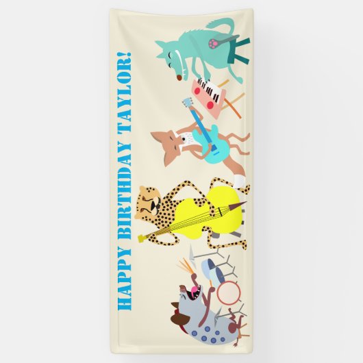 動物用ミュージシャン群誕生日 横断幕 (縦)
