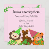 動物用帽子パーティー誕生日招待状 招待状 (正面/裏面)