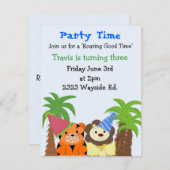 動物用帽子パーティー誕生日招待状 招待状 (正面/裏面)