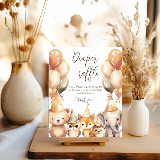 動物男女兼用の赤ちゃんシャワーおむつラッフル ポスター