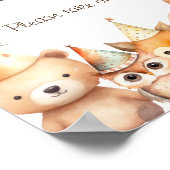 動物男女兼用の赤ちゃんシャワー ポスター (角)