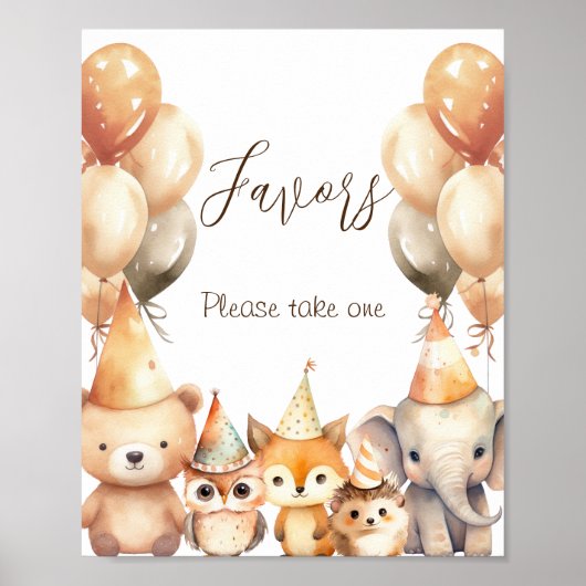動物男女兼用の赤ちゃんシャワー ポスター (正面)