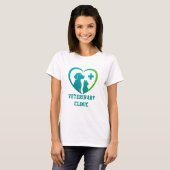 🐾 動物病院のための獣医クリニックロゴ 💚 Tシャツ (正面フル)