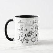 動物病院のイラスト入りコーヒーマグ マグカップ (左)