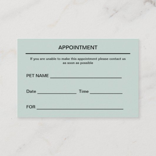 動物病院の獣医アポイントメントカード 予約カード (裏面)