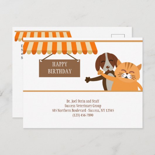 動物病院の誕生日ポストカード ポストカード (正面/裏面)