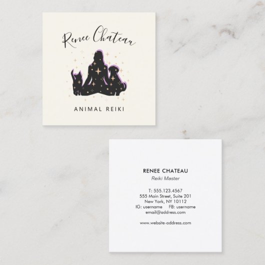 動物癒しペット霊気名刺 スクエア名刺 (正面/裏面)