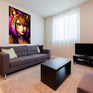 動物相のクール若いチーター   AI Art ポスター