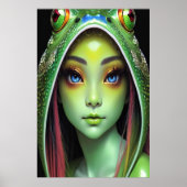 動物相クールのカエルの女性 | AI Art ポスター (正面)