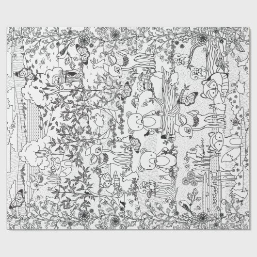 動物着色するために森の森林に用意して下さい ラッピングペーパー (フラット)