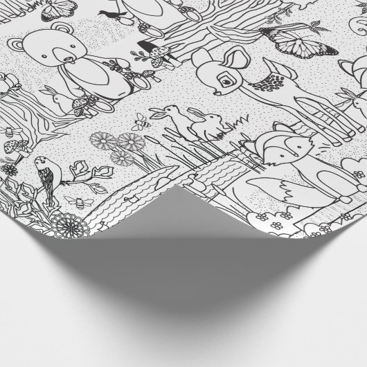 動物着色するために森の森林に用意して下さい ラッピングペーパー (角)