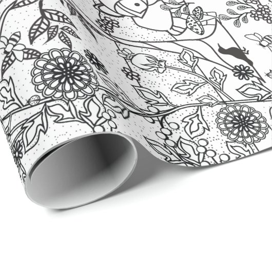 動物着色するために森の森林に用意して下さい ラッピングペーパー (ロールコーナー)