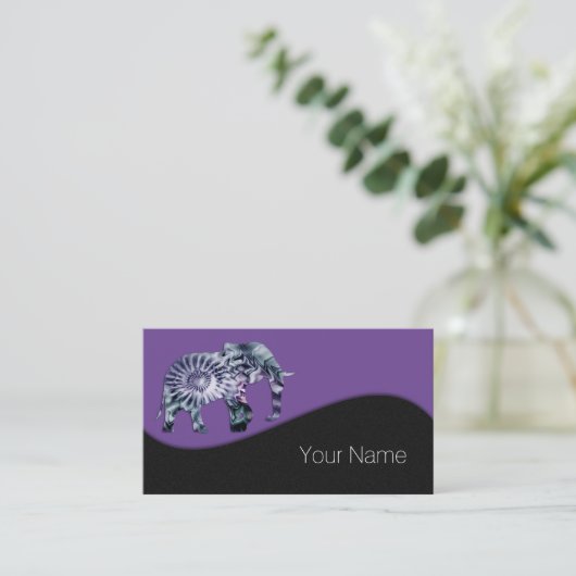 動物福祉 – 象シルエットフラクタル2 名刺 (スタンド正面)