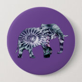 動物福祉 – 象シルエットフラクタル2 缶バッジ (正面)