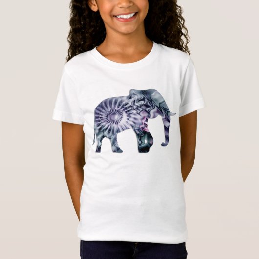 動物福祉 – 象シルエットフラクタル2 Tシャツ (正面)