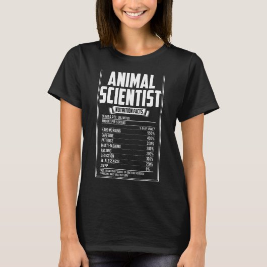 動物科学者の栄養事実 Tシャツ (正面)