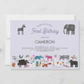 動物第一誕生日 招待状 (正面)