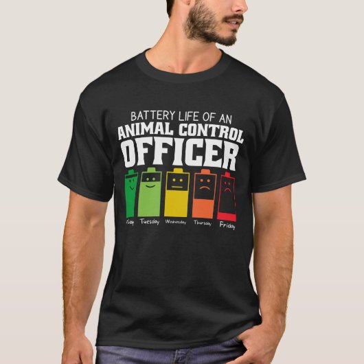 動物管理官の電池寿命 Tシャツ (正面)