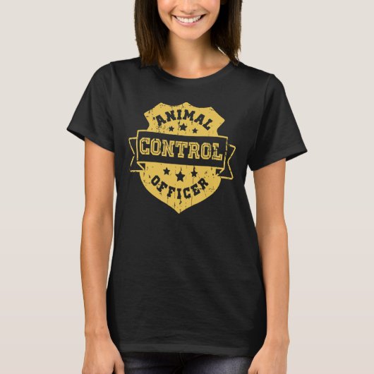 動物管理官ヴィンテージ犬捕手バッジ Tシャツ (正面)