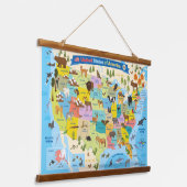 動物米国地図子供へ壁 吊り下げ型タペストリー (傾斜あり)