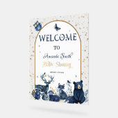 動物素朴アドベンチャーナイトスカイ赤ちゃんシャワー アクリルサイン (傾斜)