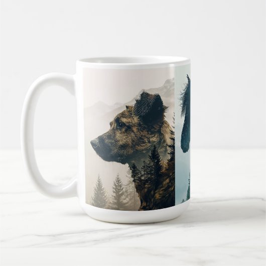 動物素朴林の山水マグカップ コーヒーマグカップ (左)
