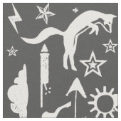 動物素朴線熊の鹿キツネウッドランドパターン ファブリック (クローズアップ)