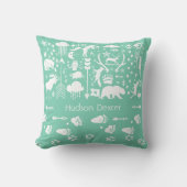 動物素朴線熊の鹿フクロウの木地模様 クッション (正面)